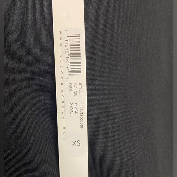 NWT Susana Monaco Balloon Sleeve Gathered Side Ruching with Tie Dress in Black - Picture 4 of 7